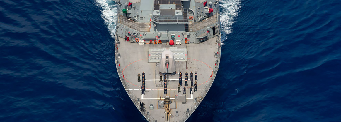 US Navy Cruiser out to sea.